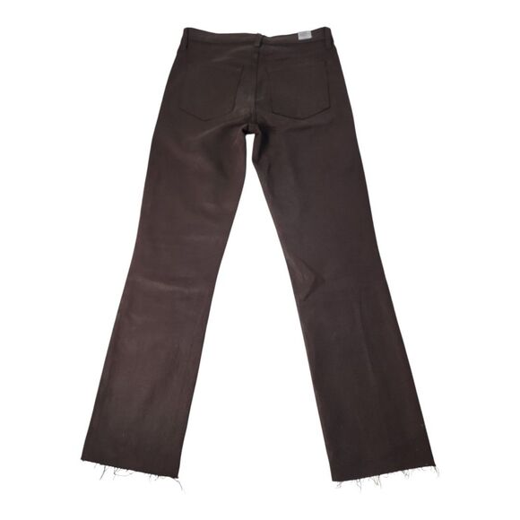 Frank & Eileen Cork High Waist Straight Leg Jeans Sz 27 Chocolate Brown Raw Hem - Picture 11 of 12
